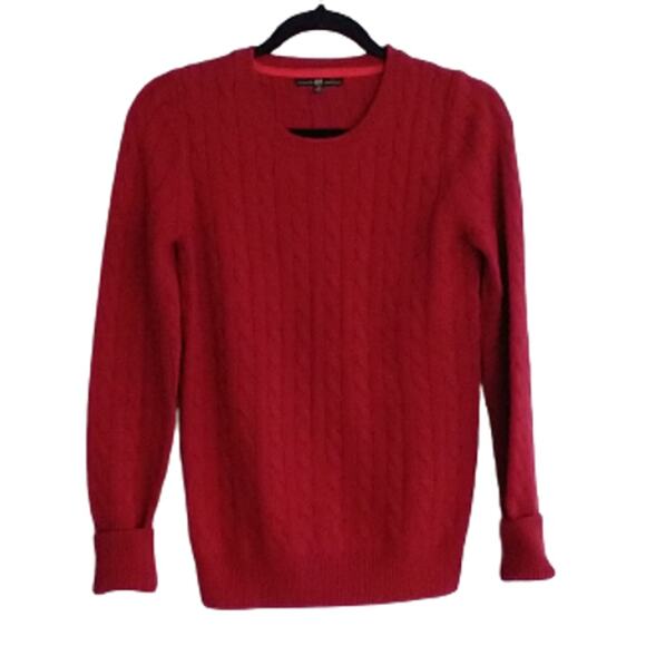 Gap Red Sweater Long Sleeves Cable Knit Round Neck Angora Blend Womens Medium - Picture 1 of 5